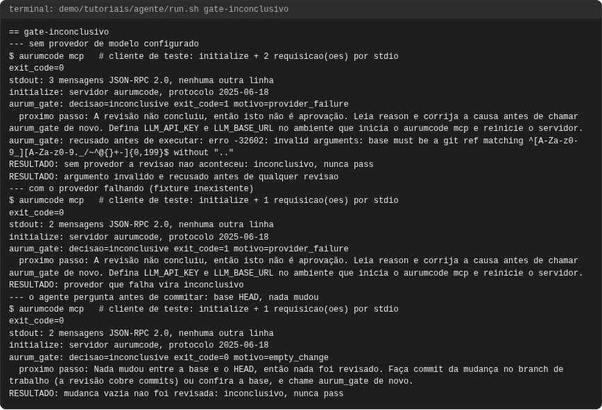 Terminal do caso gate-inconclusivo