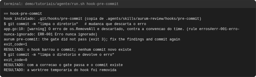 Terminal do caso hook-pre-commit