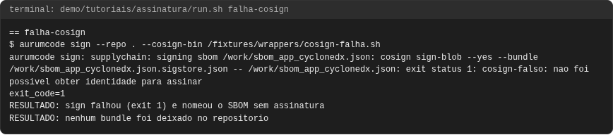 Terminal do caso falha-cosign