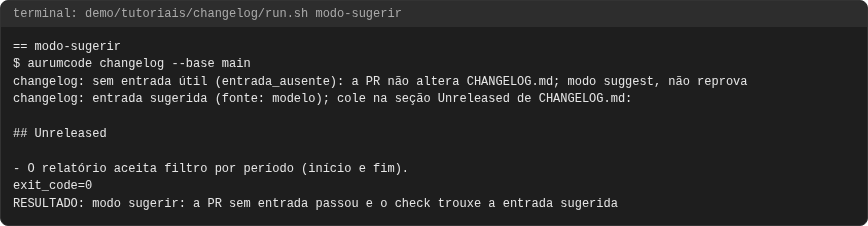Terminal do caso modo-sugerir