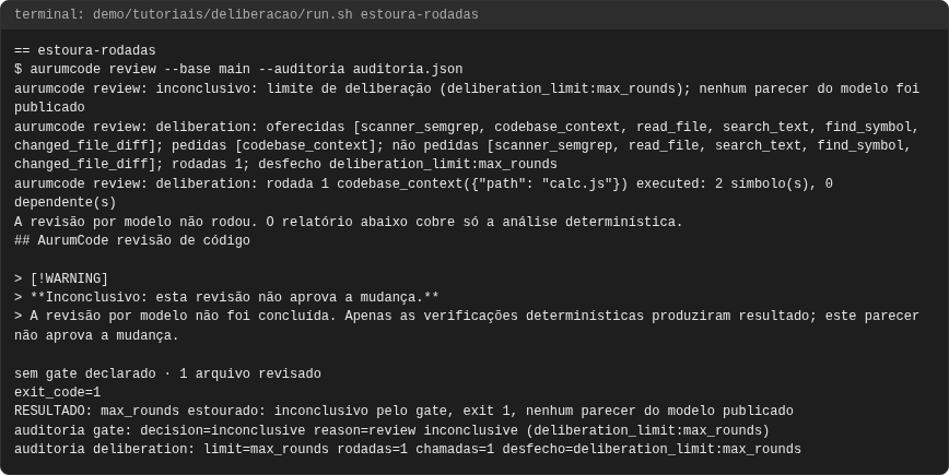 Terminal do caso estoura-rodadas