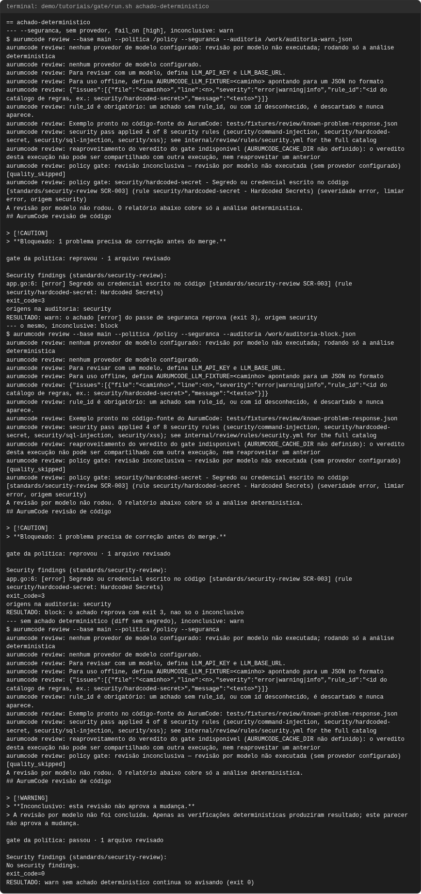 Terminal do caso achado-deterministico