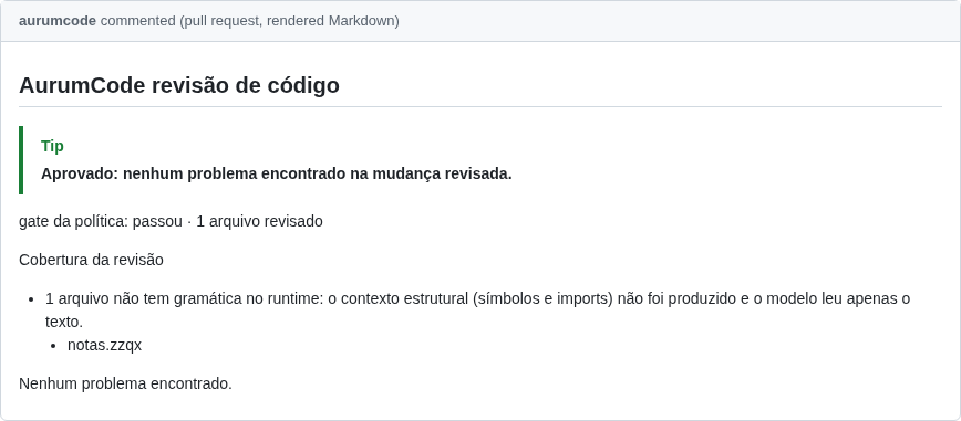Comentário do PR do caso arquivo-sem-gramatica