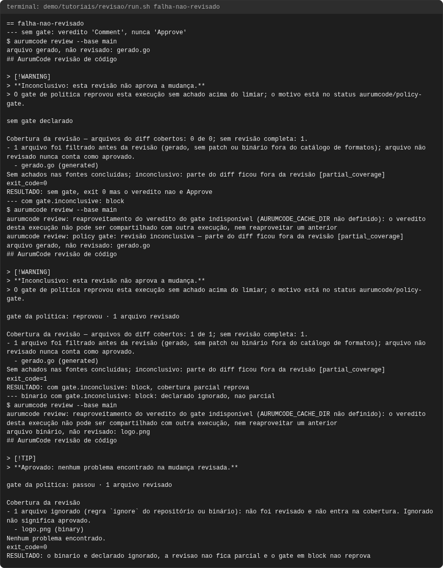 Terminal do caso falha-nao-revisado