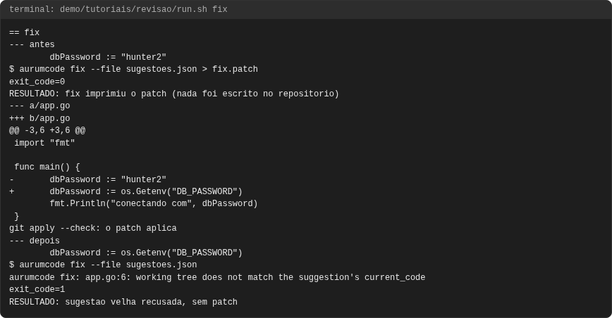 Terminal do caso fix