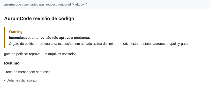 Comentário do PR do caso pr-workflow