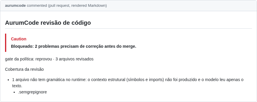 Comentário do PR do caso nosemgrep-e-semgrepignore
