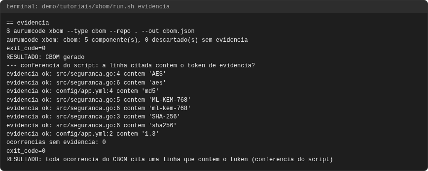 Terminal do caso evidencia